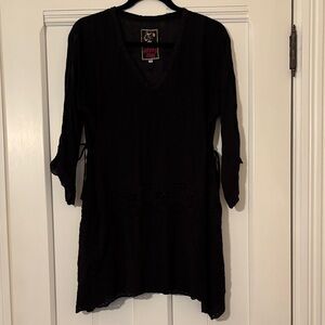 Johnny Was Black V-Neck Dress Size Small
